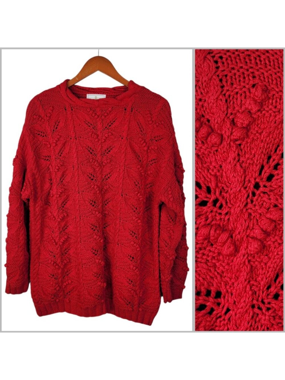 Vintage Cable Nobby Knit Sweater Small Pullover Chunky Oversize Preppy Old Money